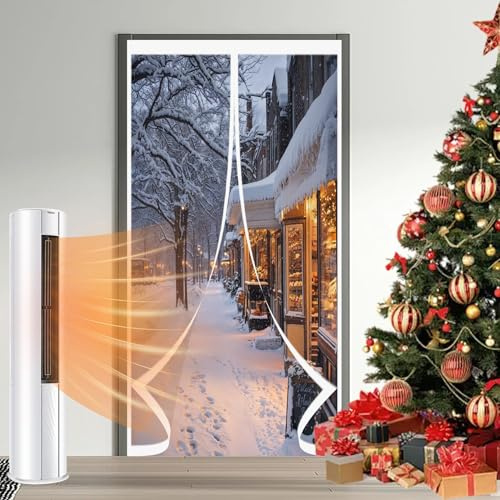 Magnetic Thermal Insulated Door Curtain 115 x 105 cm Waterproof, Windproof, Blackout, Soundproofing, Thermal, Multi-Sized Clear Magnetic Door Curtain for Kitchen Bedroom, A