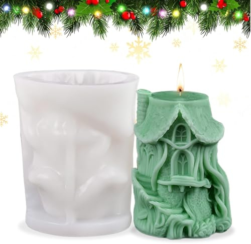 Silikonformen Weihnachten Haus Design, 3D Kerzengießformen aus Lebensmittelechtem Silikon für Kerzen, Gips, Epoxidharz - DIY Weihnachtsdeko, Geschenkidee