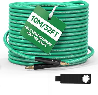 OHAYORI 10M Super Flexible Pressure Washer Hose for Karcher K2 K3 K4 K5 K6 K7, Rubber Kink-Resistant Replacement Extension Hose, Jet Wash Power Washer Pipe for High Pressure Accessories Car Cleaning