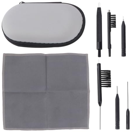 IDEANATEGRATE Hearing Aid Cleaning Kit 7pcs Set Dry Wipe Cloth Cleaning Brush Vent Rod and Screwdriver in Storage Box for Wax Removal and Maintenance Random Color Random Color
