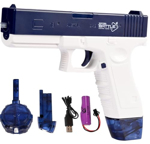 Maxee Elektrische Wasserpistole, Pistols 25-32 ft mit Großer Reichweite, EIN-Knopf-Automatik Spritzpistolen Wasser Spielzeug Pistolen für Kinder Erwachsene Schwimmbad Party Strand im Freien Blau glk