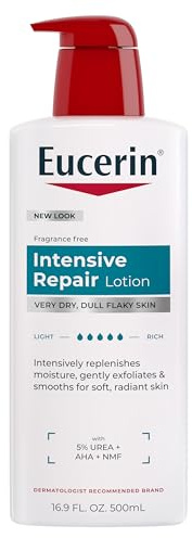 Eucerin Intensive Repair Body Lotion for Dry Skin with Alpha Hydroxy, Body Moisturizer for Very Dry Skin, Moisturizes, Exfoliates and Conditions, Fragrance Free and Paraben Free, 16.9 Fl Oz Bottle