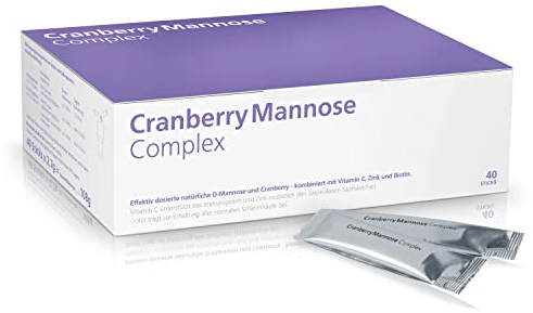 Cranberry Mannose Complex - D-Mannose Pulver hochdosiert + Cranberry + Zink + Biotin + natürliches Vitamin C. Gesunde Blase schonend und laborgeprüft.