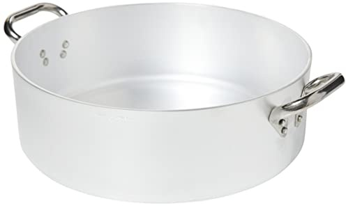 Pentole Agnelli Ollas Cazuela cilíndricos, Baja, Radiante, de Aluminio, de Espesor 5 mm, con 2 Asas en Acero Inoxidable, Plata, 12 litros