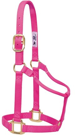 Väv läder original icke-justerbar nylon hästgrimma stor, diva rosa