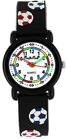 Pacific Time Armbanduhr Jungen Mädchen Lernuhr Fussball Kinderuhr Silikon Uhr analog Quarz