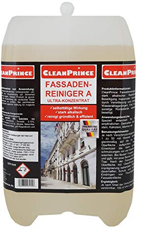 5 Litros Garrafa cleanprince Fachada más Limpia Limpiador a Alcalino Ultra-Konzentrat de Exterior para Todos Säureempfindlichen Steinarten Hormigón Bloques Piedra Caliza Mármol Etc. Radicales Fondo