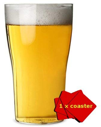 Dishwasher Safe Set of 6 Unbreakable Reusable Polycarbonate Plastic Pint Glasses Tulip Shaped (568ml / 20oz)