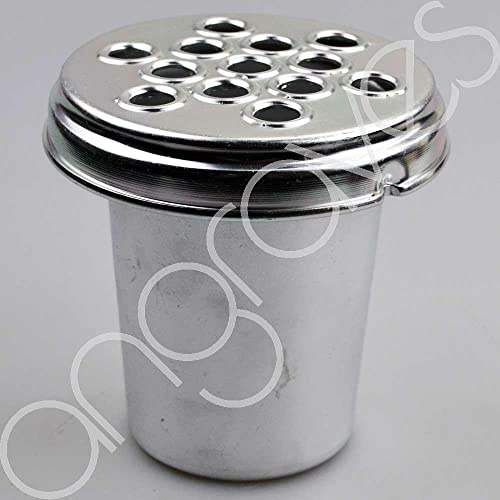 Angraves Silver Metal Grave Vase with Lid (5 Inch / 12.7cm)