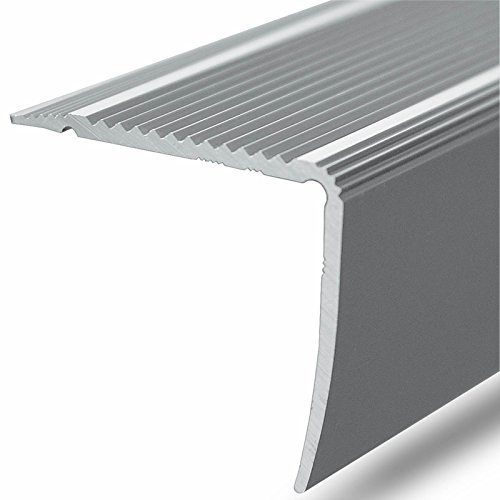 Aluminium Stair Profile, Stair Edging Profile “Integral”, L-Shaped, Non-Slip Metal Edging for Stairs, Self-Adhesive Step Profile, Width 30 mm, (Silver, 90 cm Length)