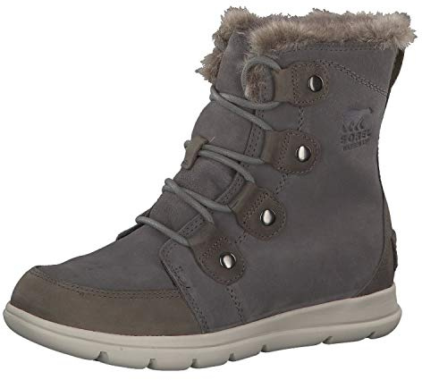 Sorel Women's Explorer Joan Waterproof Winter Boots, Grey Quarry X Black, 5 UK