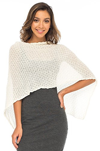 Back From Bali Womens Cotton Shrug Poncho, Lightweight Summer Shrug Pullover Sweater Cream