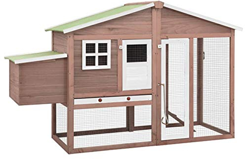 Tidyard Hühnerstall mit Nistkasten Hühnerkäfig Hühnerstall Hühnerhaus Geflügelstall Freilaufgehege Hühnervoliere Kaninchenstall Freilauf Mokka und Weiß Tanne Massivholz