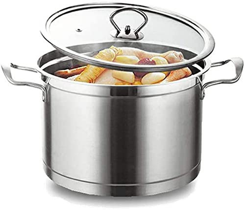 Pentola Per Brodo, Pentola Per Brodo In Acciaio Inossidabile, Pentola Con Coperchio In Vetro, Pentola Con Fondo Ispessito, Pentola Per Latte Padella Antiaderente, Adatto A Tutti I Fornelli.-22CM