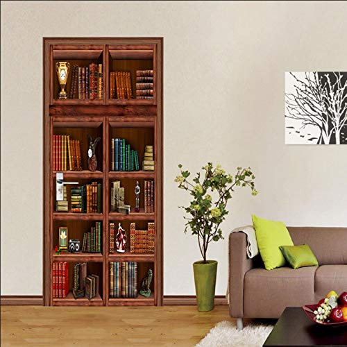 LuSeven 3d wandtattoo Bücherregal Bücher Vintage 40x120cm(15.74 inches * 47.24 inches) Türtapete Selbstklebend Türfolie Poster Tapete Türaufkleber XXL Aufkleber Folie| Türposter Türklebefolie