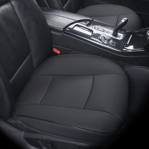 cilycily 1Piece Car Seat Cover PU Leather Front Car Seat Protector Driver Seat Cover Wrapping Edge Seat Bottom Cover for Four Seasons (53×52 cm) (black-a)