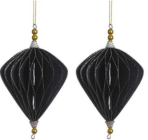 Weihnachtsdeko Baumschmuck -Ornary- 2er-Set Papier 17x16cm schwarz-Gold