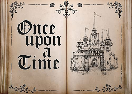 LYCGS X-43 Märchenbücher Hintergrund Once Upon a Time Hintergrund Antike Schloss Prinzessin Romantischer Fotohintergrund Buch Themenparty Hintergrund Hochzeit Geburtstag Party Dekorationen Banner