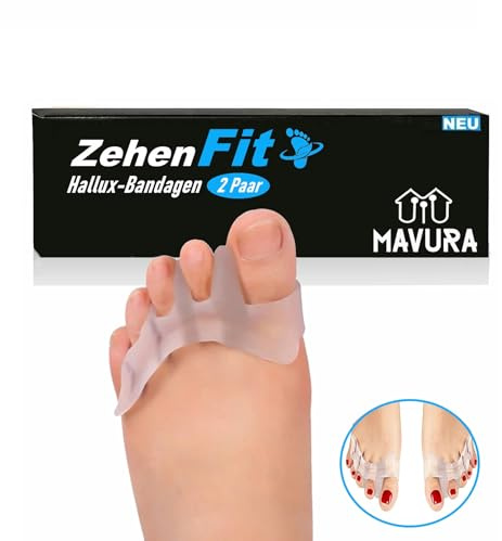 ZehenFit Zehenspreizer Zehentrenner Silikon Hallux Valgus, Zehen Trenner Spreizer, Korrektur Zehenbandage Zehenkorrektur [2 Paar]