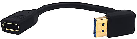 MysRuida 15cm DisplayPort 8K Extension Cable, 90 Degree Down Angle DP 1.4 Male to DP 1.4 Female Extension Adapter Extender Cable, Support 8K@60Hz & 4K@ 144Hz (Down Angle)