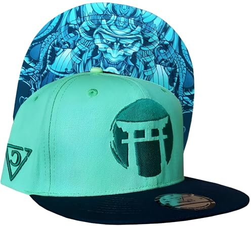 Capiche [99+ Designs] Casquette Snapback Verte, Green Samurai, pour Hommes, de Baseball, Cap Japonaise, samouraï, karaté, tête Mort