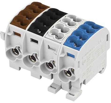 grenda-hammer® | VDE Hauptleitungsabzweigklemmen HLAK in 1- bis 5-poliger schmaler Ausführung mit nur 17,8mm Modulbreite je Pol (4-polig | braun/schwarz/grau/blau)