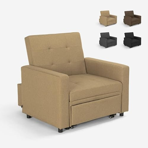 Produce Shop Poltrona Letto Singolo con braccioli Design Moderno salvaspazio Brooke - Beige