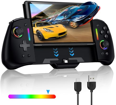 Switch Controller für Nintendo Switch/OLED, RGB einteiliger Joypad Controller für Joy-con mit einstellbarem TURBO, Dual Motor Vibration, Handheld Controllers für Switch Gaming