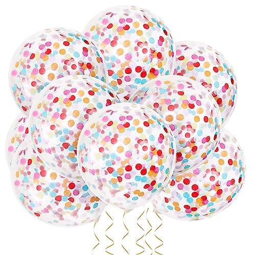 COLOFALLA 15 Stück Konfetti-Luftballons Bunt Geburtstag Luftballons 12 Zoll Ballons Geburtstagsdeko Hawaii Aloha Sommer Party Deko für Hochzeit Kindergeburtstag Junge Mädchen Frauen mit Bänder