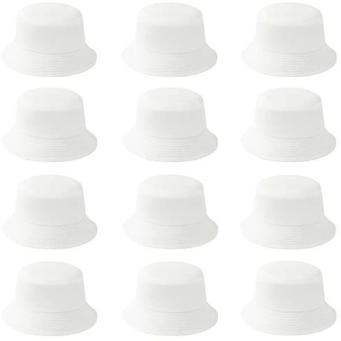 PODALOA 12 Stück Fischerhut, einfarbig, Sommer, Fischerhüte für Damen, Herren, Jungen, Mädchen, LSF 50+