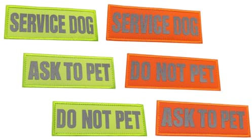 FRCOLOR 6 Stück Reflektierende Hunde-Patches Mit Service Dog Schriftzug Klettband Aufnäher Für Sicherheitsgeschirr Bequeme Materialqualität Für Nachthundetraining Und Hundegeschirrutzung