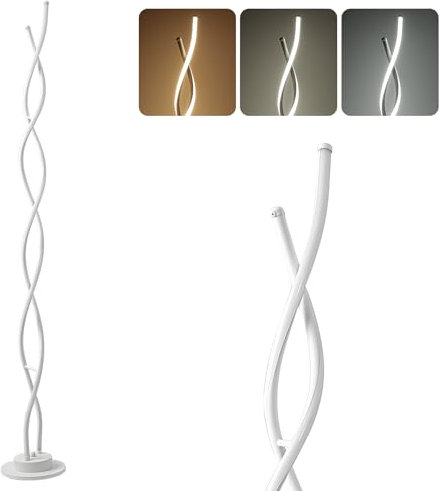 AManLife Lampada da terra, LED Piantana lampada da terra, 3 temperature di colore e 5 livelli di luminosità Lampade da terra, 145CM bianco Lampada da terra salotto soggiorno con telecomando
