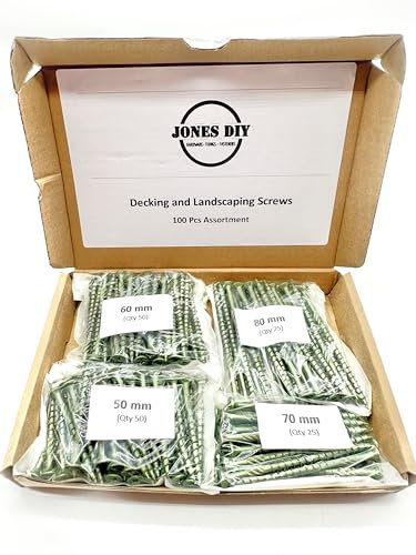 150 pc Premium Decking Screw Assortment Postal Box (50mm, 60mm, 70mm and 80mm) Deck Screw Set