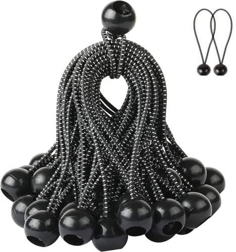 Omtofo 30 Stück Spanngummis mit Kugel, 10cm Planenspanner mit Kugel, Gummispanner Zeltgummis für Zelte, Planen, Pavillons, Banner, Anhängernetze und Haushalt