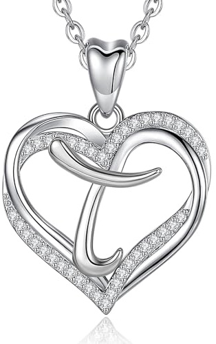 INFUSEU Hjärthänge halsband bokstav A-Z alfabet stora smycken dubbelt hjärta initial halsband kubisk zirkonia CZ romantiska gåvor för kvinnor flickor