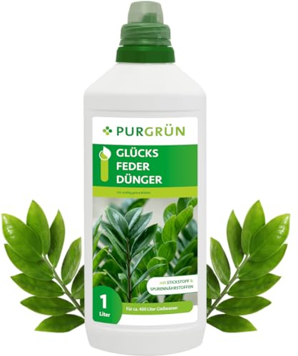 Purgrün® Glücksfeder-Dünger 1 Liter – Wirkt schnell und effizient – Premium-Flüssigdünger mit Spurennährstoffen – Stärkt die Widerstandskraft – Ergiebiges Konzentrat für ca. 400 Liter Gießwasser