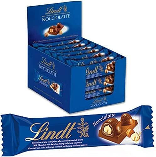 Lindt Chocolate con leche y avellana entera NOCCIOLATTE Barras, snack de chocolate, chocolate Lindt, cremoso, para llevar, chocolate con frutos secos, 35 g x 18 unidades