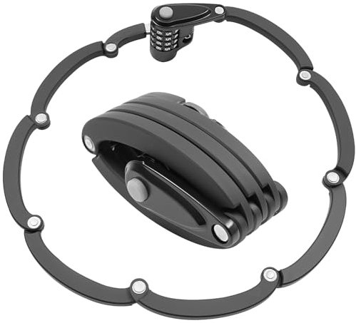 Faltschloss Fahrrad, Fahrradschloss Zahlenschloss, Sicheres Fahrradschloss, für Fahrrad Elektrorollern, Toren, Zäunen, und Motorrad, 85cm, Schwarz