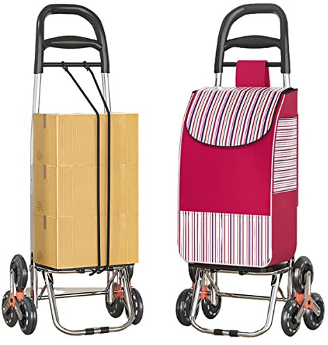 Einkaufswagen 45 L Multifunktionaler Treppensteiger mit 2-in-1 Funktion - Traglast 40 kg, Verstellbare Spannseile - Praktischer Einkaufswagen