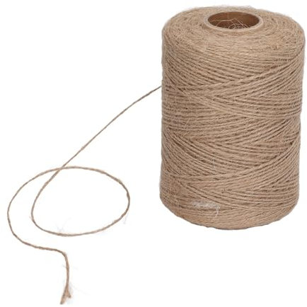 Cuerda Fina de Hilo de Yute de 300 Metros / 984, 3 Pies Cordel de Jardín de 2 Mm para Jardinería Agrupación Manualidades Artes Envoltura de Regalos Material de Embalaje Boda