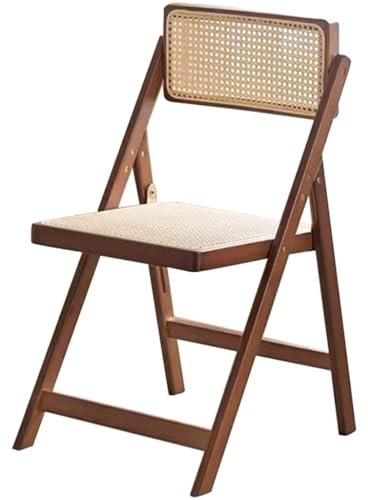 Besucherstuhl Klappbar Konferenzstuhl Klappbar Rattanweberei Für Den Haushalt Ergonomie Klappstuhl, Rückenlehne Aus Bambus Für Die Küche Essensstuhl, Tragfähigkeit: 150 Kg(Brown)
