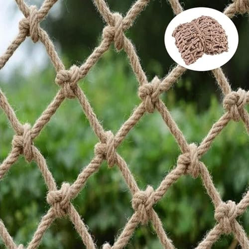 ININOSNP 10MM/15CM Kletternetz for Spielplatz Sicherheit Hanf Seil Net Heavy Duty Fracht Seil LKW Anhänger Net Balkon Zaun Im Freien Terrasse(3m*5m)