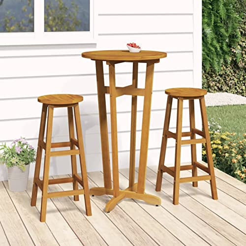 ShGaxin Garten-Bartisch, Stehtisch, Bistrotisch, Bar Table, Gartentisch, Balkontisch, Outdoor-Tisch, Tisch Für Draußen， Ø60x105 cm Massivholz Akazie