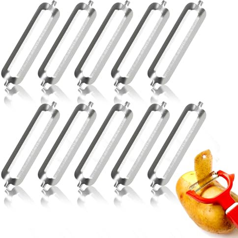 KATIMI 10 Stück Schäler Ersatzklinge, Robuster Edelstahl Sparschäler, Ersatzklingen für Flachschliff Profischäler, für Turbo Schäler Orangenschäler Kartoffelschäler Gemüseschäler Ersatzteile Klingen