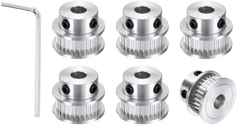 sourcing map GT-2 30T Riemenscheibe, Synchronrad, 6,35 mm Bohrung, Aluminium-Zahnriemenscheibe, 30 Zähne, passend für Breite 6 mm, Zahnriemen für 3D-Drucker, CNC-Maschine (mit Schraubenschlüssel), 6