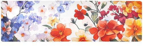 Sottopentola con fiori colorati per piatti caldi, resistente al calore e runner da tavola da esterno, impermeabile, per piatti caldi, 90 x 30 cm, lavabile a mano
