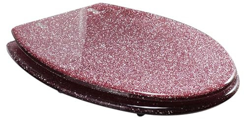 Sparkly Pink Resin WC-Sitz mit Edelstahl-Scharnier, leises Schließen, langsames Schließen, langlebiger, runder Toilettendeckel, Schnellverschluss für einfache Reinigung, Badezimmer-WC-Abdeckung