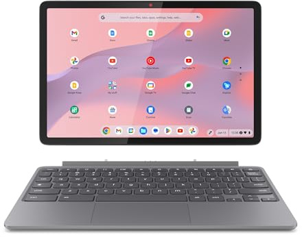 Lenovo Chromebook Duet 11 Gen 9 - Ordenador Portátil 11 WUXGA Táctil + Lápiz Incluido (MediaTek Kompanio 838, 8GB RAM, 128GB Emmc, ChromeOS) Gris QWERTY + 3 Meses Google AI Pro con Gemini Pro y 2TB