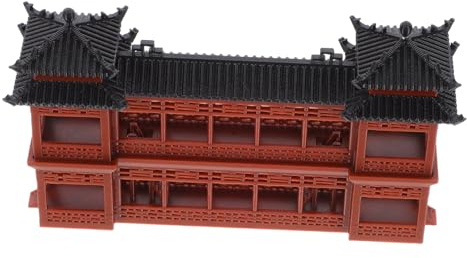 Gatuida Miniature Pavilion Plastic Chinese Style Ancient Building Model | Brown Finish, Precision Craftsmanship, for Fish Tanks and Detailed Displays, Versatile Use