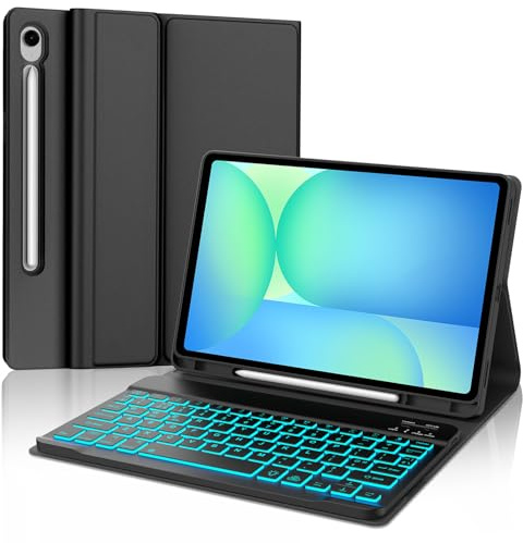 IVEOPPE Backlight Keyboard Case for Samsung Galaxy Tab S10 FE/ S9 FE, Black